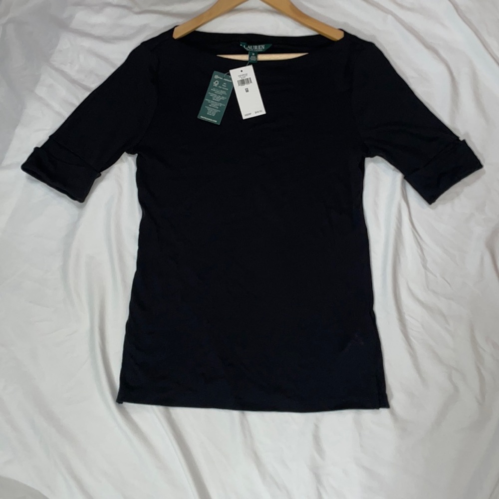 New with tags. Medium Ralph Lauren black turn cuff shirt.